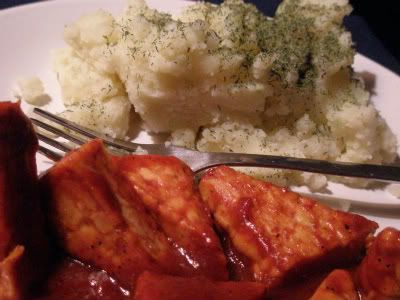 spicy tempeh and wasabi mashed potatoes