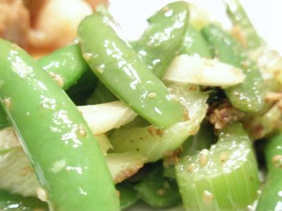 celery and sugar snap peas