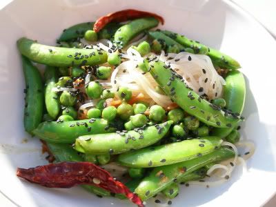 yam noodles and greens