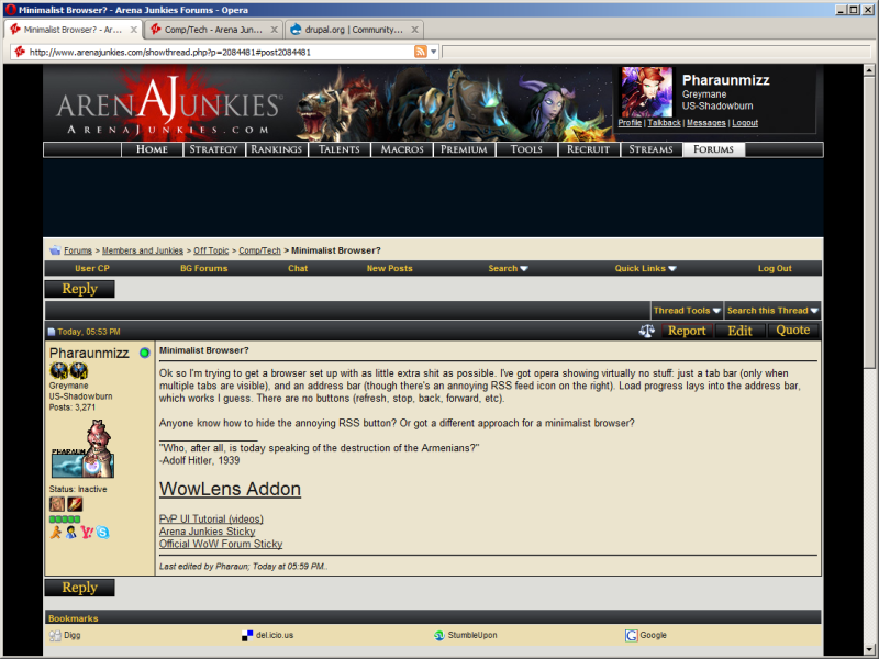 Minimalist Browser? - Comp/Tech - Arena Junkies