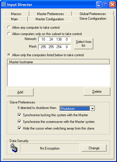slavecfg Input Director 使用一套键盘鼠标控制多台电脑