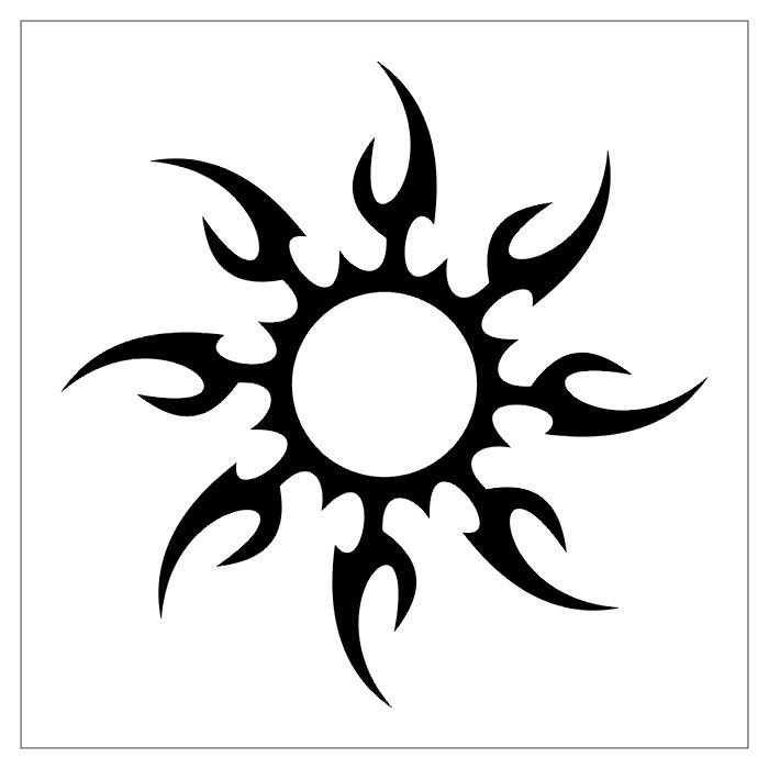 Curved flames sun. Tribal Tattoos tattoo pictures