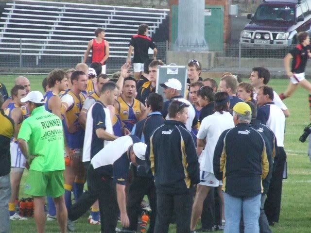 Three-quarter time in the Eagles' huddle