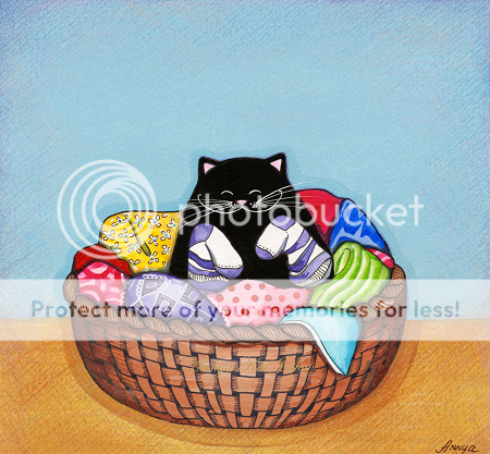 ORIGINAL PAINTING Folk Art~Funny Bad Black Fat Cat Cute  