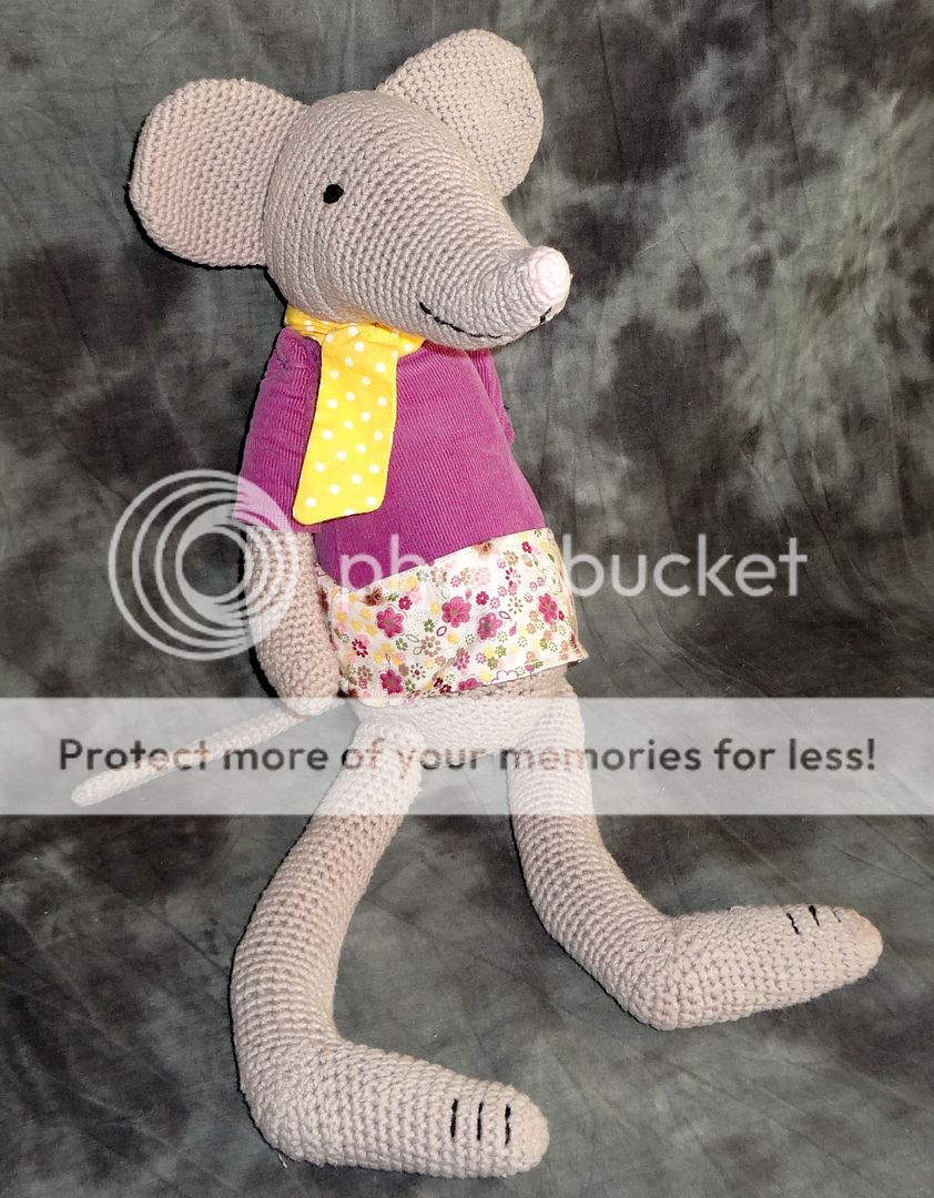 Pottery Barn Kids Crochet 17" Plush Gray Lady Mouse Doll