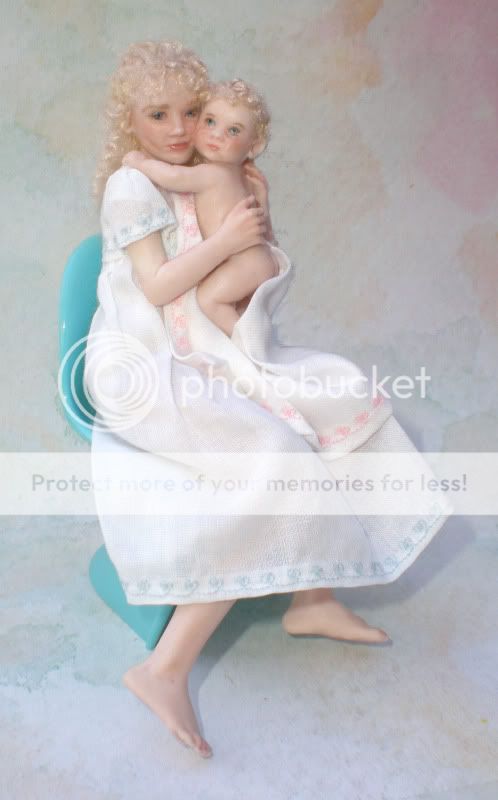 OOAK Porcelain Dolls Mom and Baby Set by Susan Scogin IGMA Niada