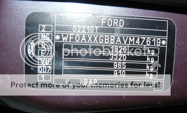 Ford mondeo 1999 colour codes